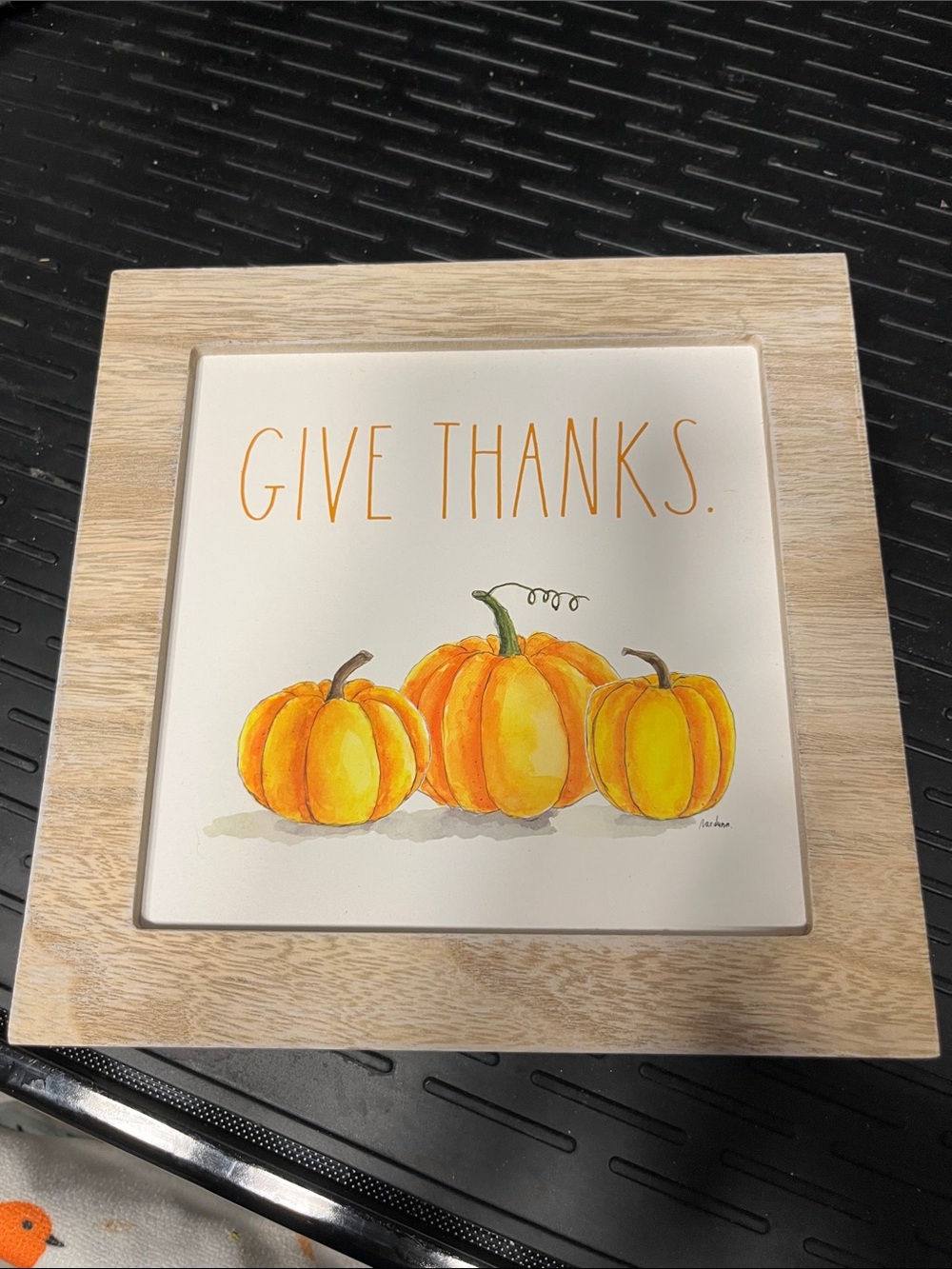 Rae Dunn Give Thanks Pumpkin Wood Framed Plaque